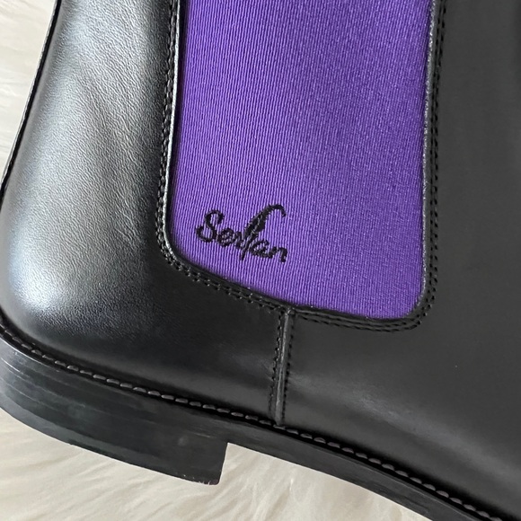 SERFAN CHELSEA Italian 43 Mens BOOT CALF LEATHER BLACK PURPLE US 10.5 in Box EUC - Picture 3 of 17